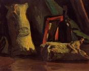 文森特 威廉 梵高 : 两袋子和一瓶子的静物画